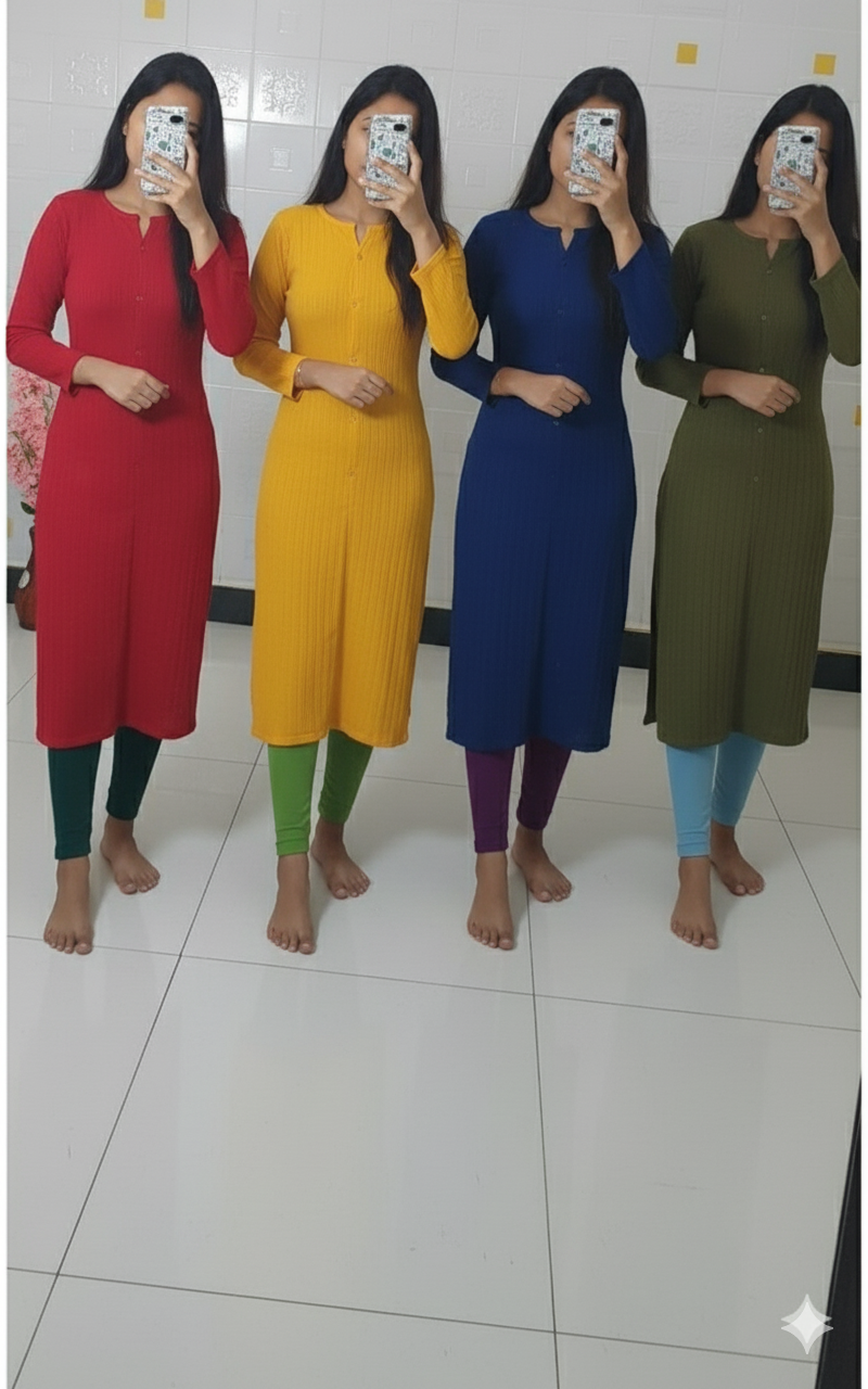 3 kurti 3 jeggings set