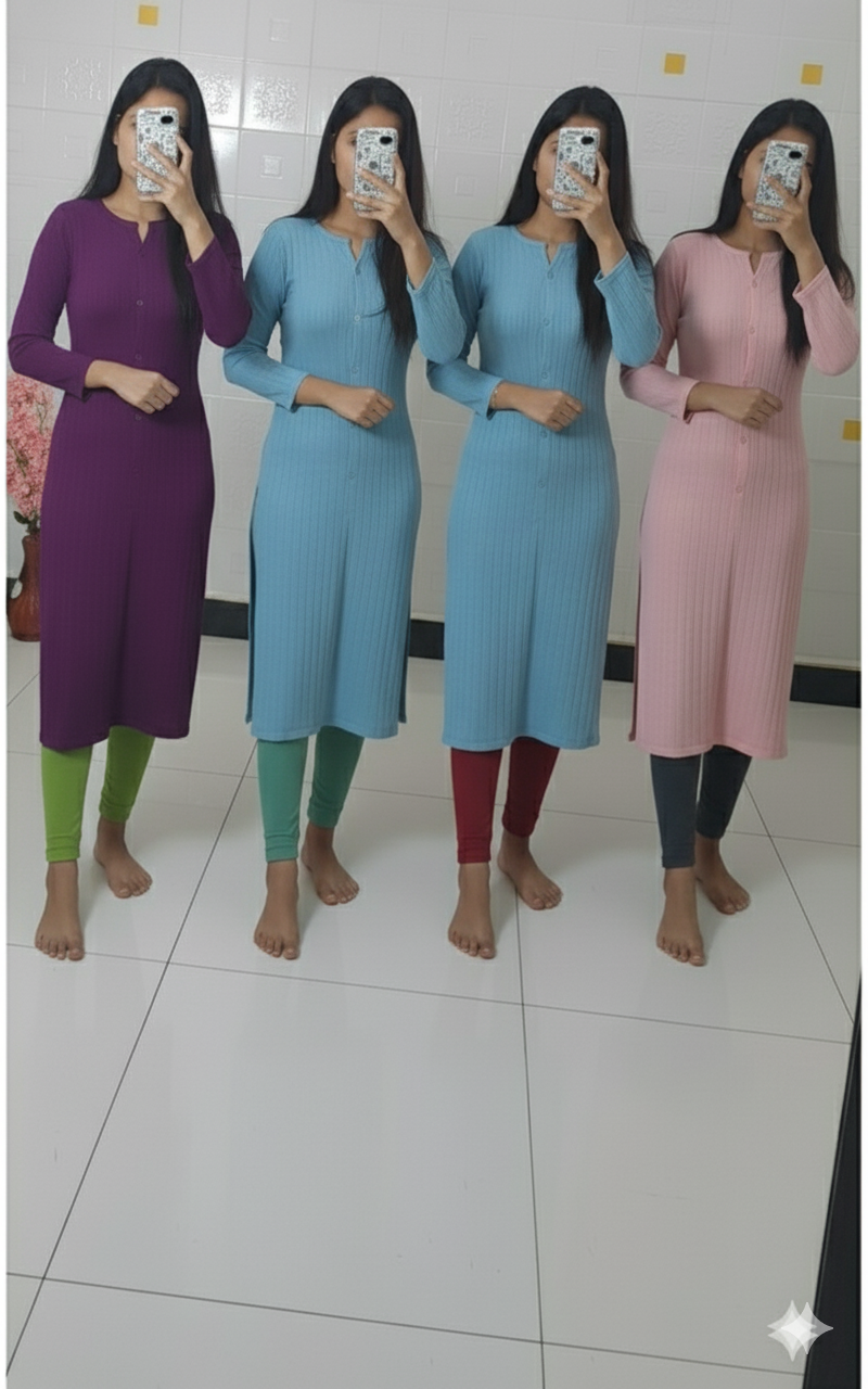 3 kurti 3 jeggings set