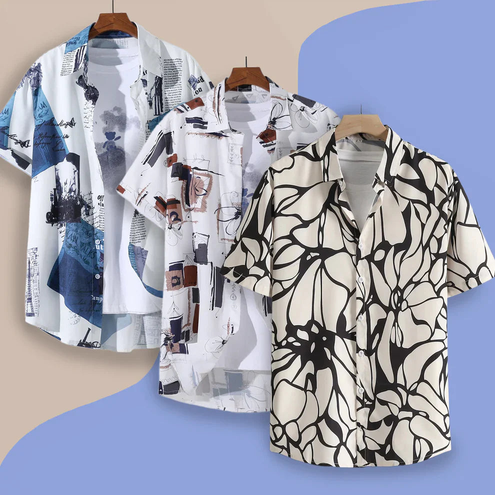 5 Men's Rayon Shirt - Summer Button Down Shirts | Half Sleeve Printed |Formal |Casual Stylish (Available in Plus Size and Combo Pack of 5)