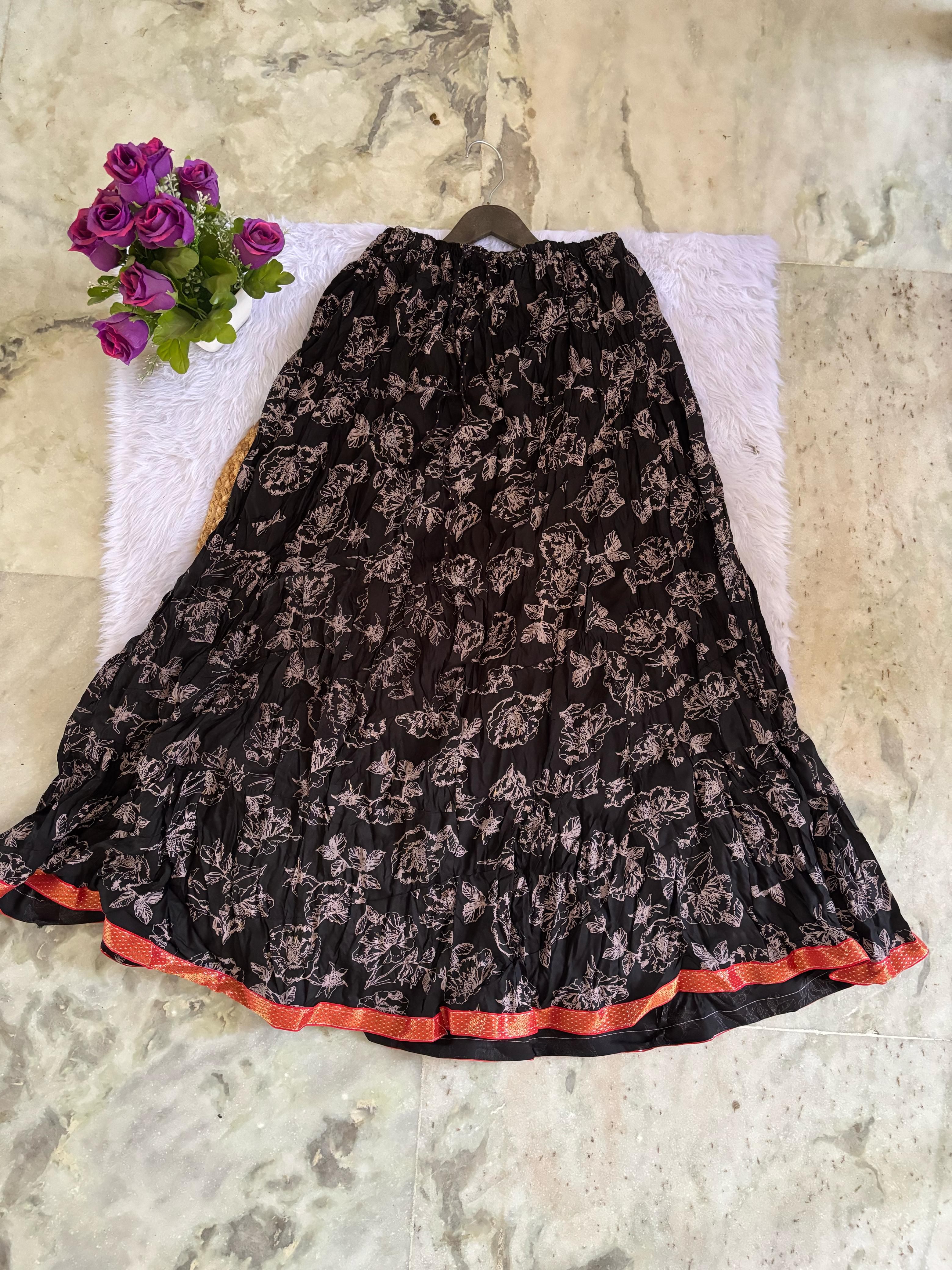 Clothy N Wave Women's COTTON Printed Flared Skirt (Random designs )