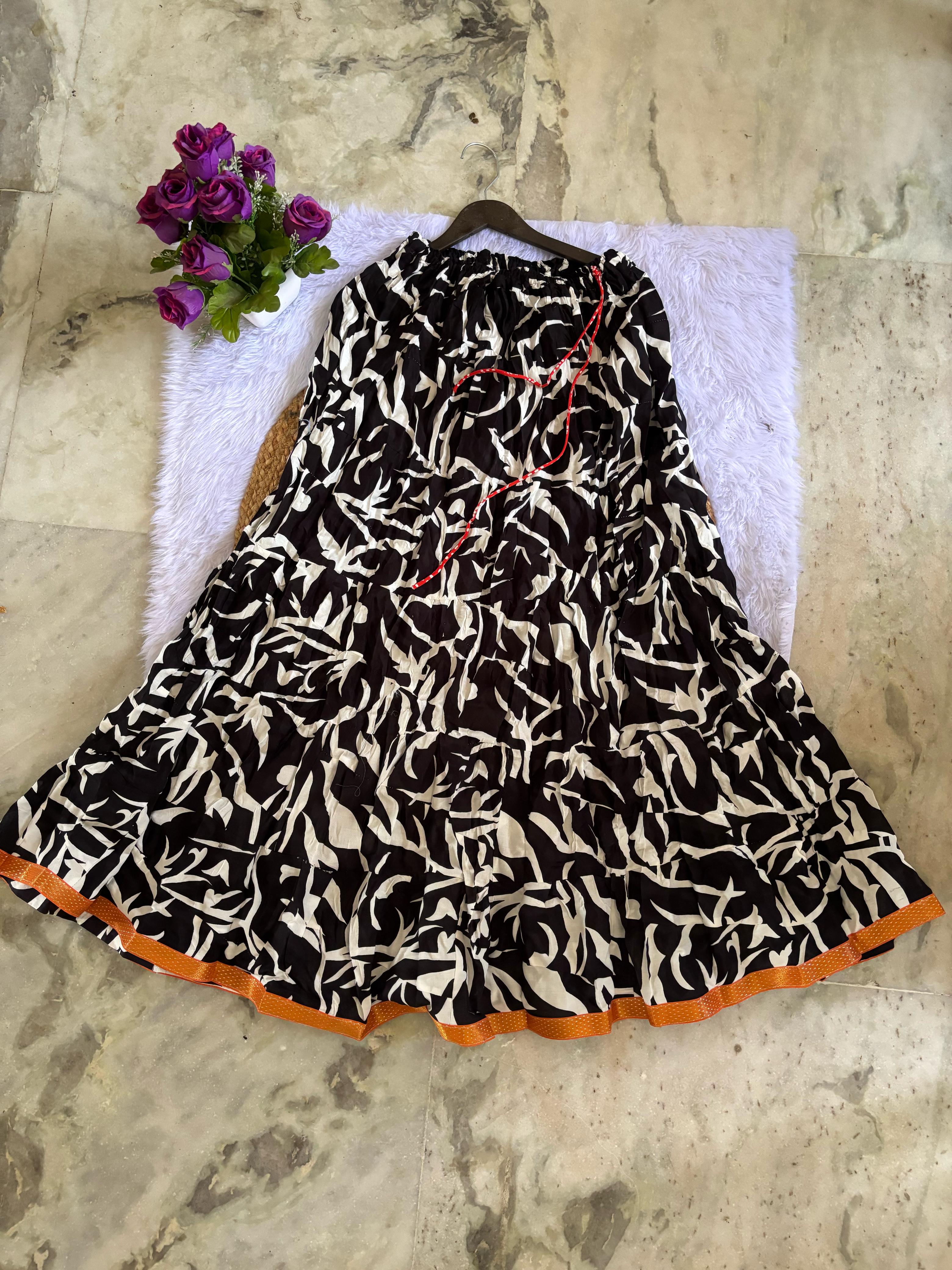 Clothy N Wave Women's COTTON Printed Flared Skirt (Random designs )