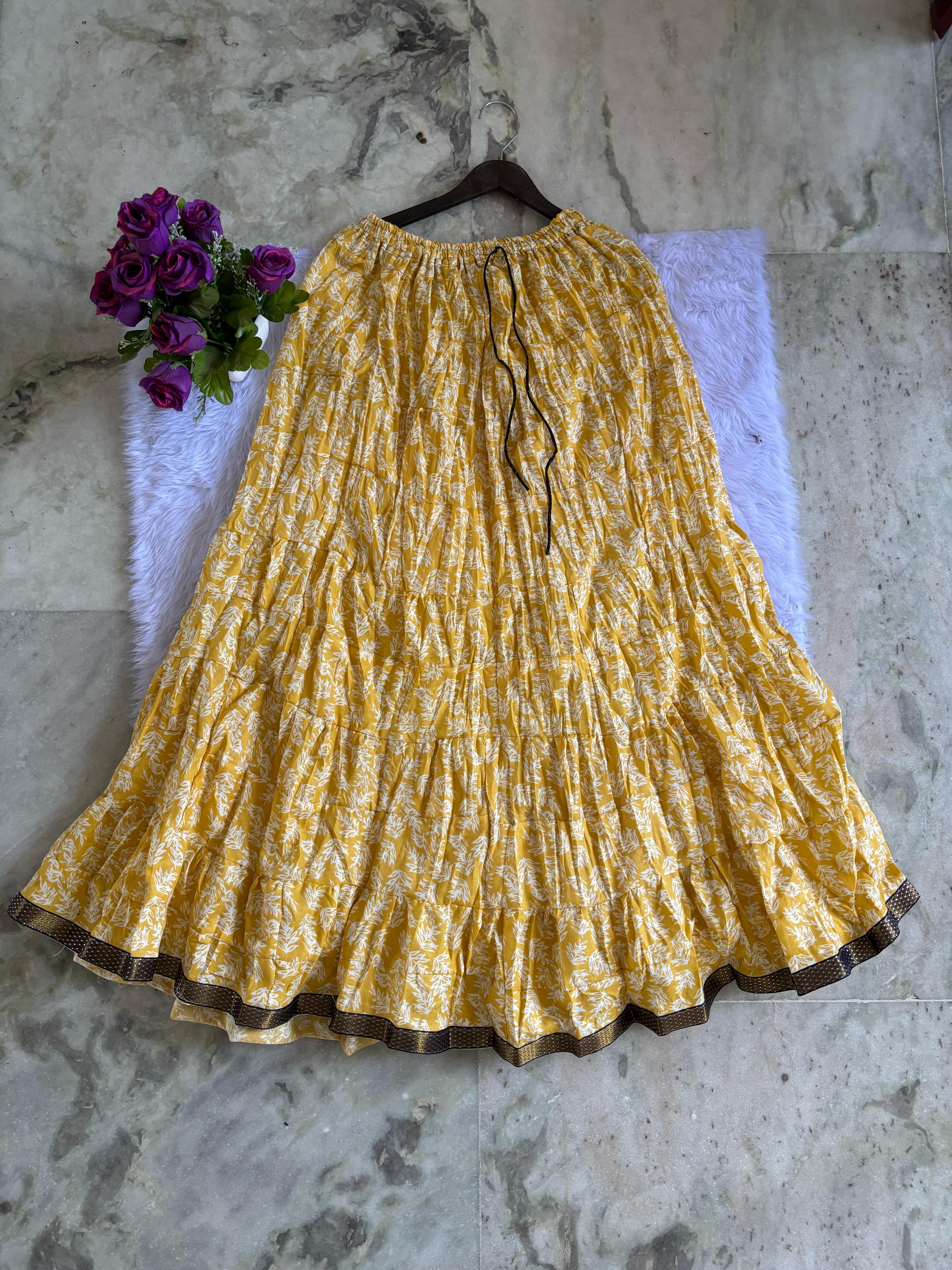 Clothy N Wave Women's COTTON Printed Flared Skirt (Random designs )