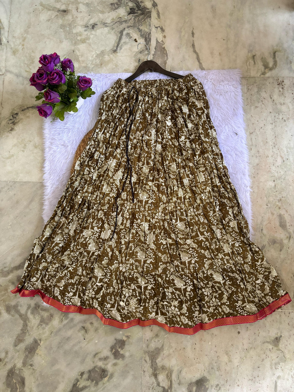 Clothy N Wave Women's COTTON Printed Flared Skirt (Random designs )