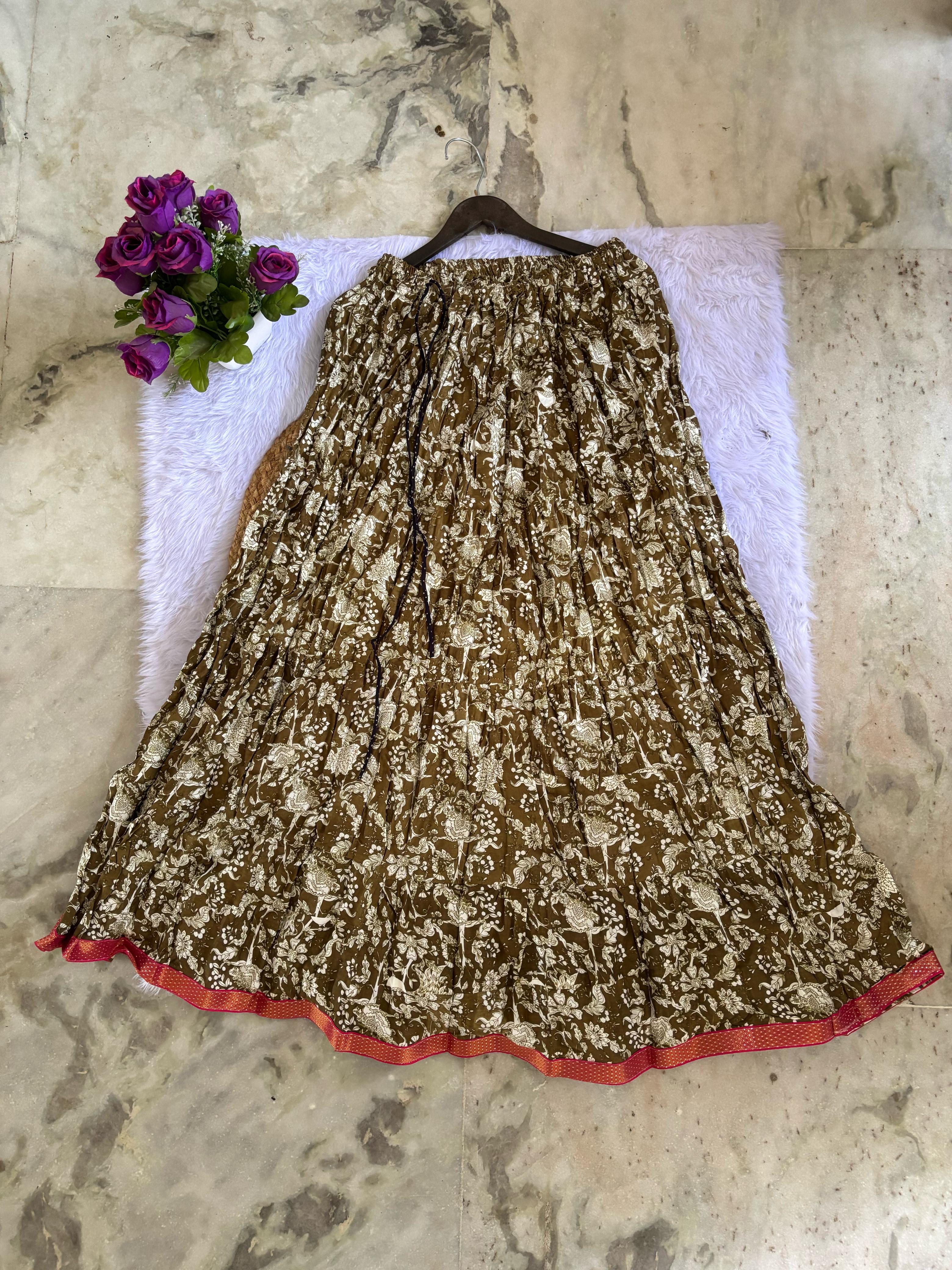 Clothy N Wave Women's COTTON Printed Flared Skirt (Random designs )