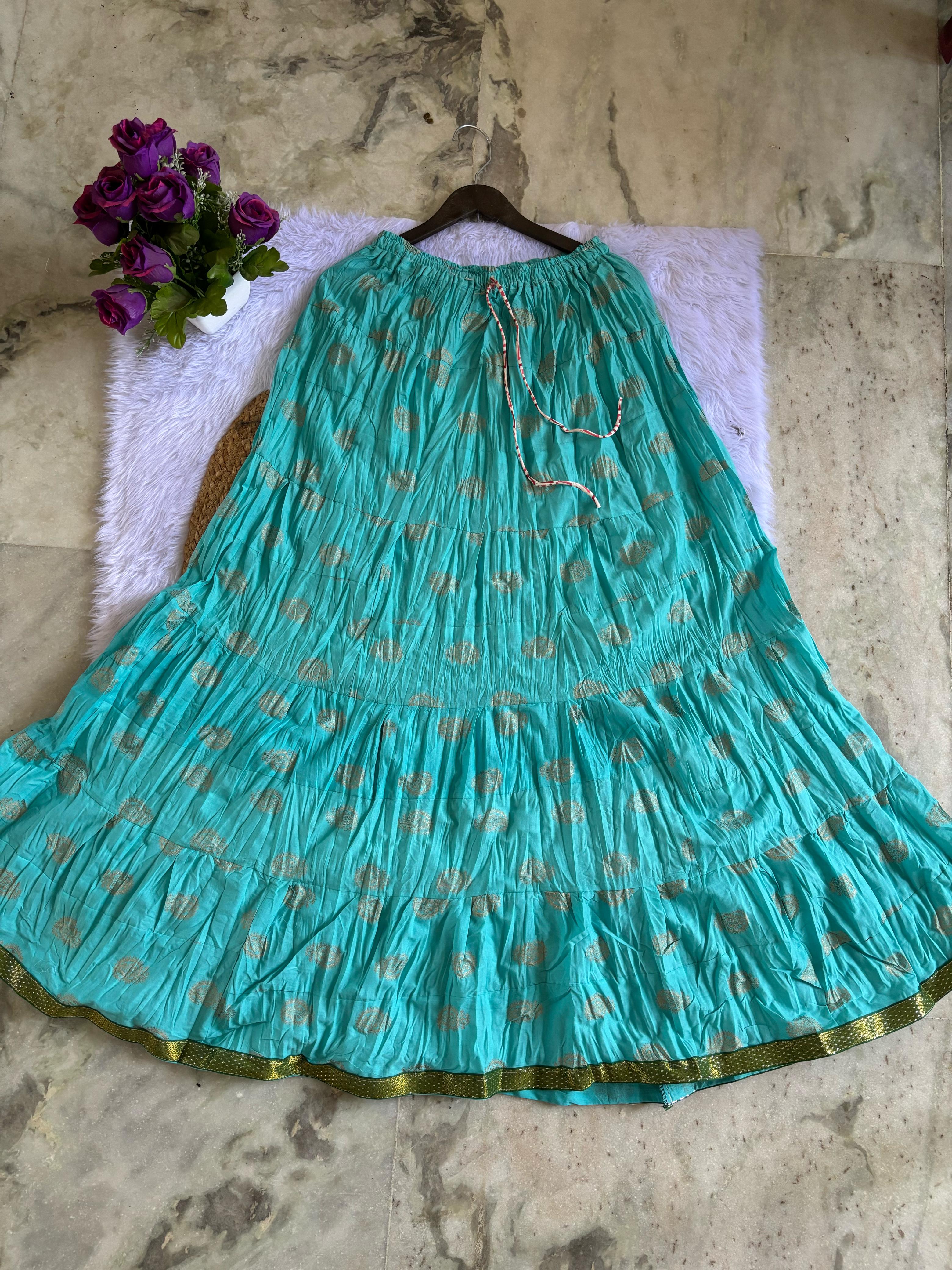 Clothy N Wave Women's COTTON Printed Flared Skirt (Random designs )