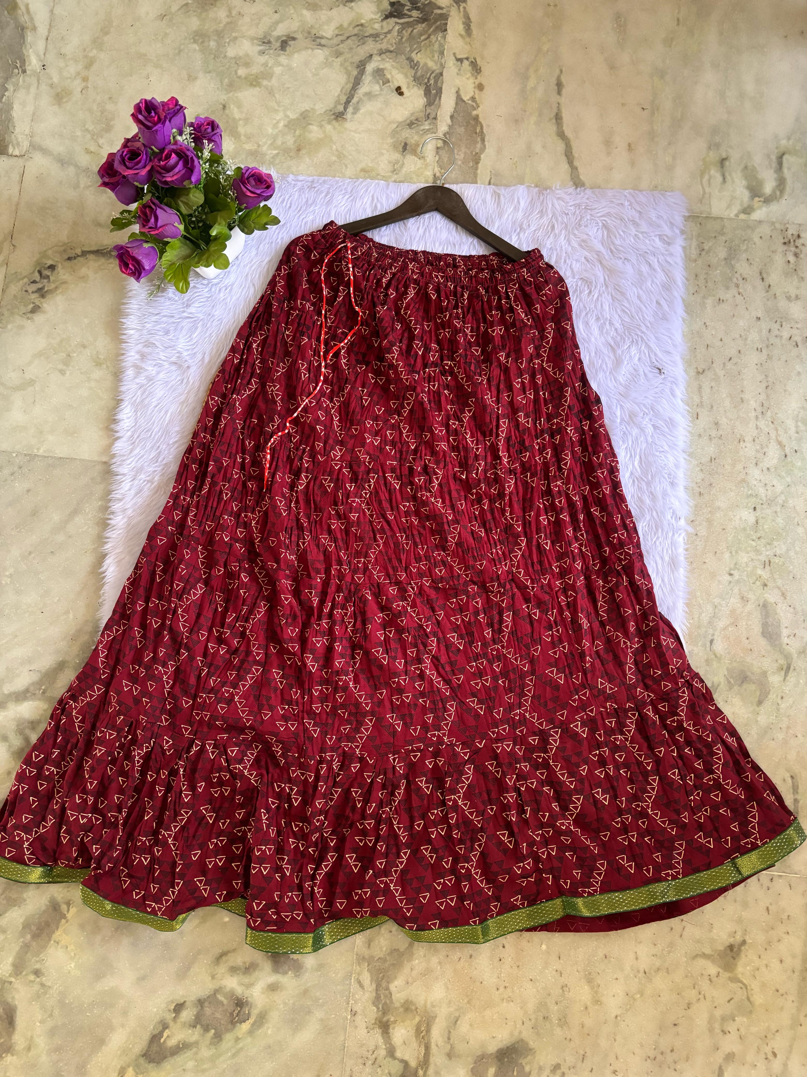 Clothy N Wave Women's COTTON Printed Flared Skirt (Random designs )