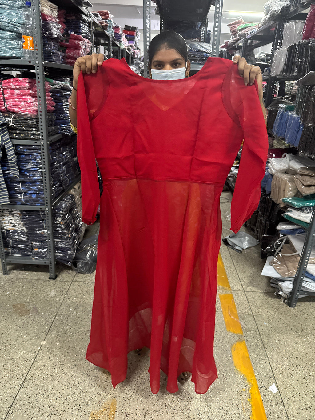 Umbrella Gown Kurti Red