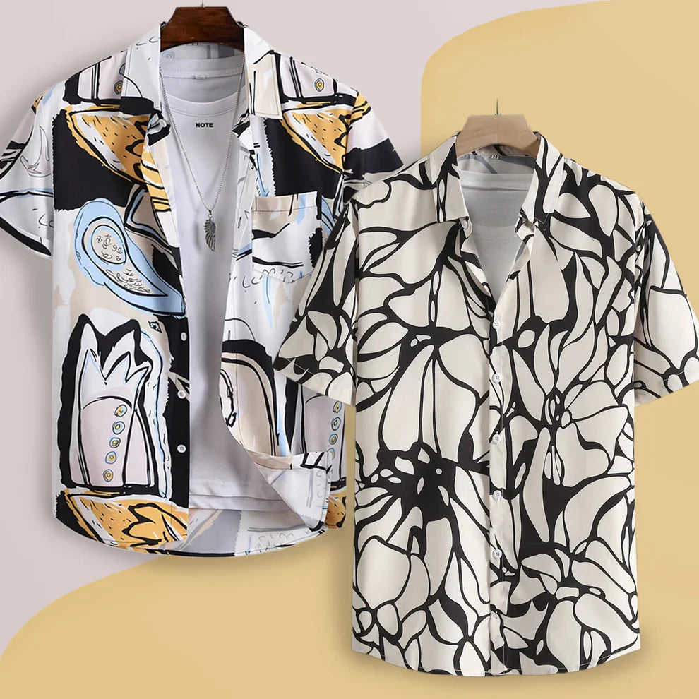 5 Men's Rayon Shirt - Summer Button Down Shirts | Half Sleeve Printed |Formal |Casual Stylish (Available in Plus Size and Combo Pack of 5)