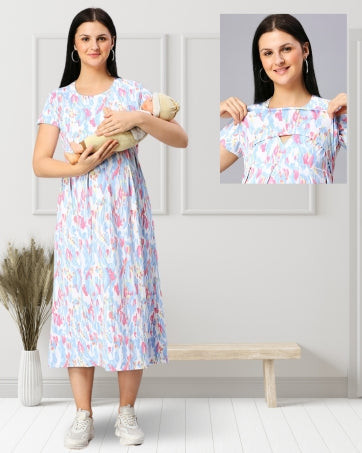 Women's Pure Cotton Maternity Gown/Maternity wear/Feeding 3 pieces